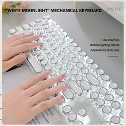 104 Keys Cute Disk Punk Wired Mechanical Keyboard Suitable for Girls Office Games Aluminum Alloy Keyboard backlight