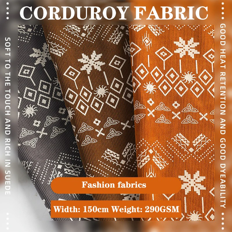 

Вельветовая ткань с принтом — для шитья, квилтинга и шитья (на метр)