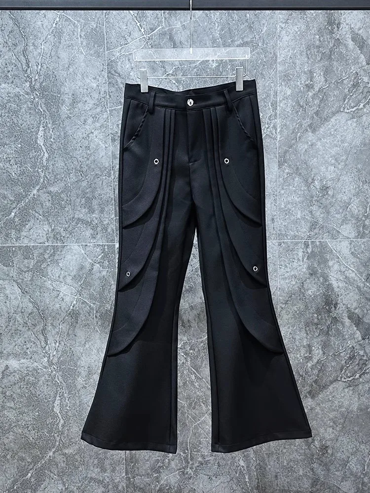 

Men Bell-Bottoms Pants Cargo Sweatpants Casual Autumn Cross Black Designer luxurLong Trousers