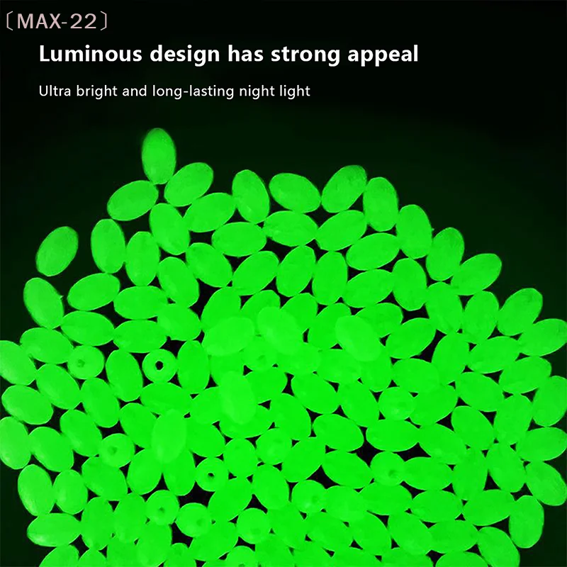 〔MAX-22〕375Pcs Box Luminous Olive Green Oval Plastic Fishing Beads Anti Collision Glowing Sinker Beads Gear