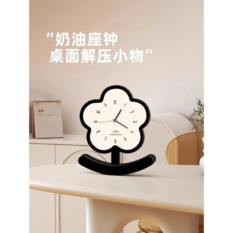 

Flower cartoon creative clock pendulum desktop living room desktop ornament high value time clock