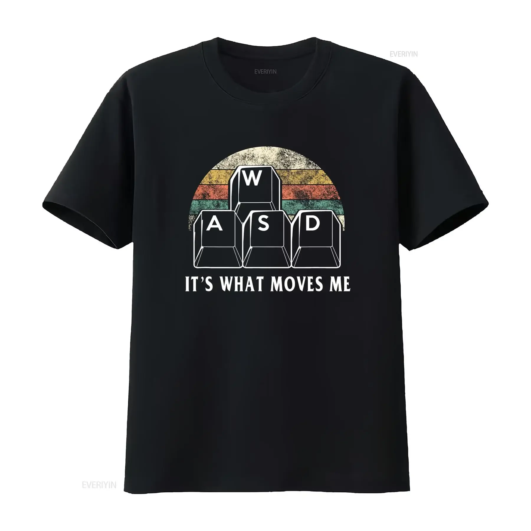 Funny Wasd Keyboard Keys Retro Arcade Design T Shirt It's What Moves Me Pc Gaming for Gamers Heavyweight 220Gsm Men's vintage