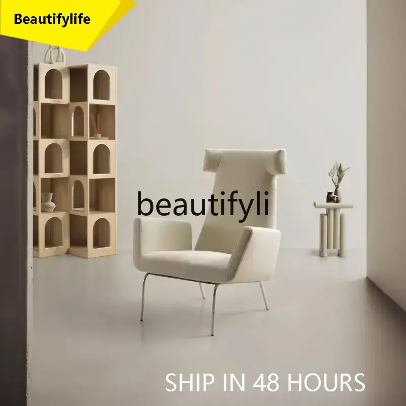 

smt1 Nordic simple living room leisure high back fabric balcony single sofa horn chair AA