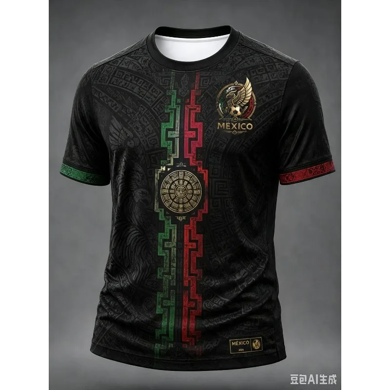 New Mexico Black Soccer Team Jersey,3D Printed Quick-Dry Breathable Short Sleeve Football T-Shirt,Athletic Top for Daily Casual