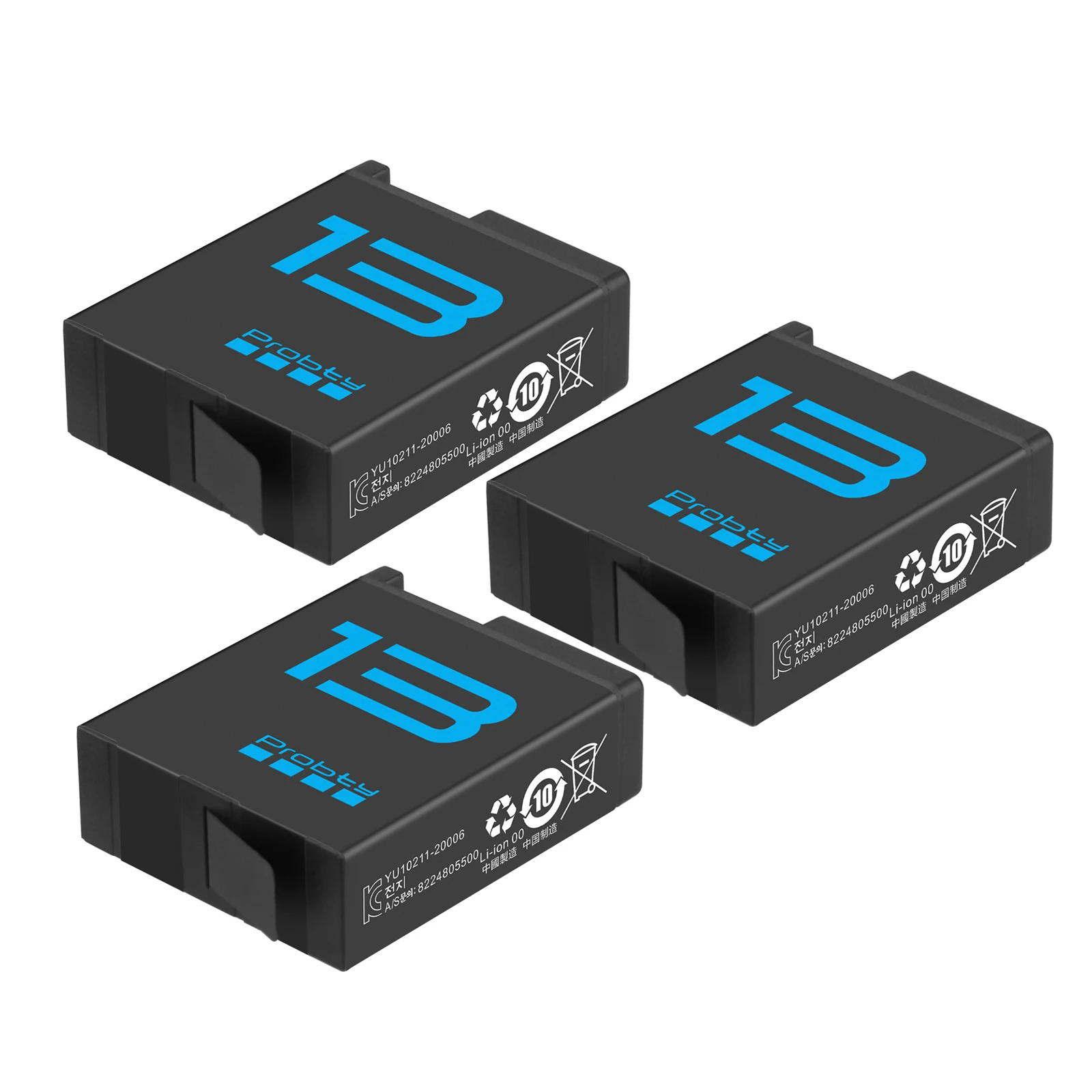 Probty Endurence 2280mAh Batterij Voor GoPro Hero 13 Batterij + 3-Slots Box Oplader Voor GoPro Hero 13 Zwart camera Accessoires