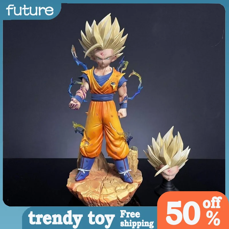 In Stock Dragon Ball Super Saiyan 2 Gohan Action Figure Interchangeable Head Pvc Statue Home Decor Adult Collector Birthday Gift