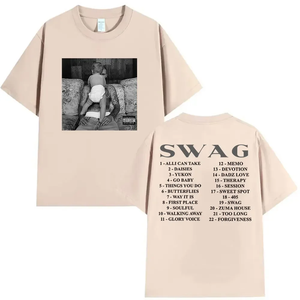 Justin Bieber SWAG Album 2025 Graphic TShirt Men's Retro Fashion Cotton Short Sleeve T-shirts Man Hip Hop Loose Clothing Summer