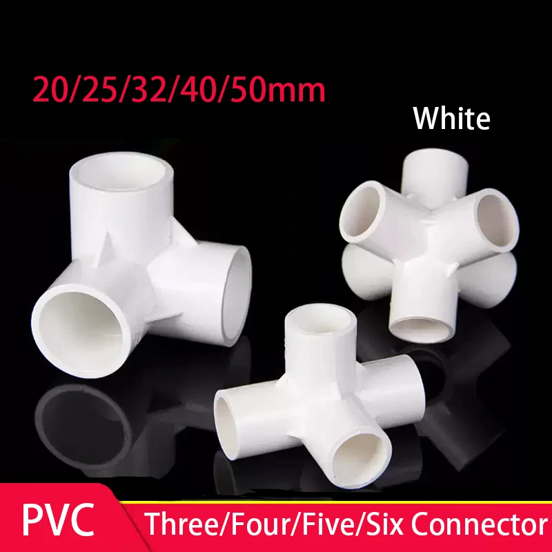 

1-10pcs 20/25/32/40/50mm PVC White 3/4/5/6-Way Three-Dimensional Connector Home Garden Irrigation Hose Fittings Water Connectors