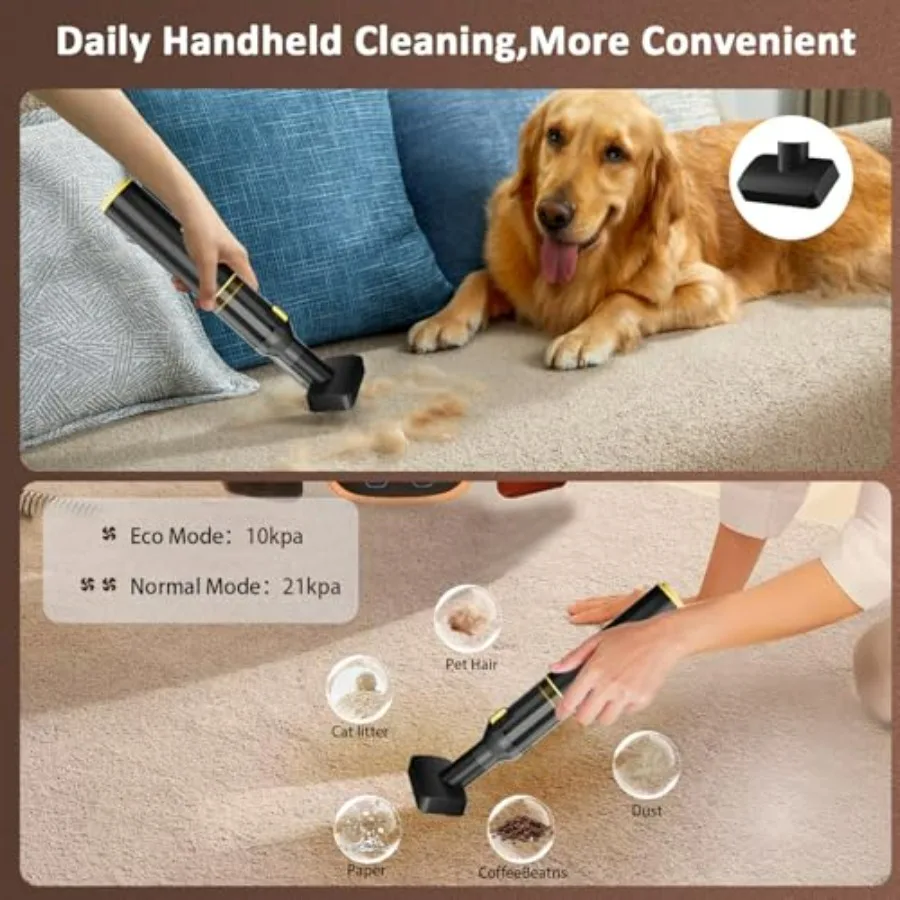 مكنسة كهربائية لاسلكية صغيرة 4 في 1 مع شفط قوي 21 كيلو باسكال للتنظيف الفعال في السيارات والمنازل الصغيرة المحمولة #3