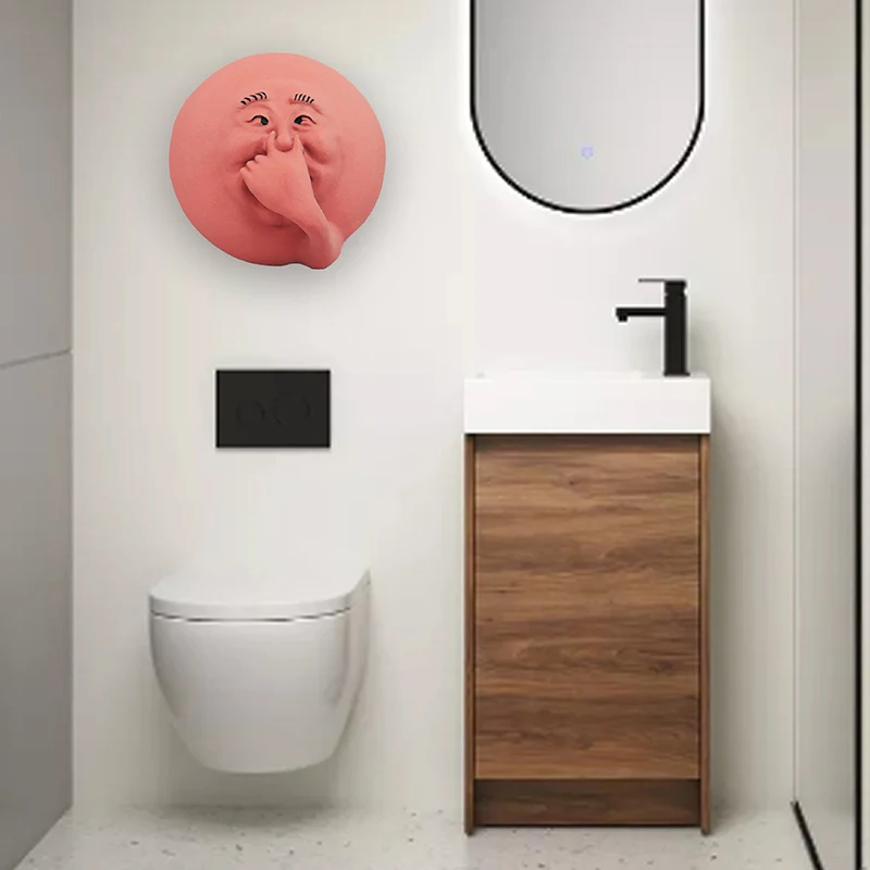 Łazienka Art Decor Smelly Face Sam New Resin Novelty Gift Humorous Sculpture Samis Smile Funny Wall Funny Wall Bathroom