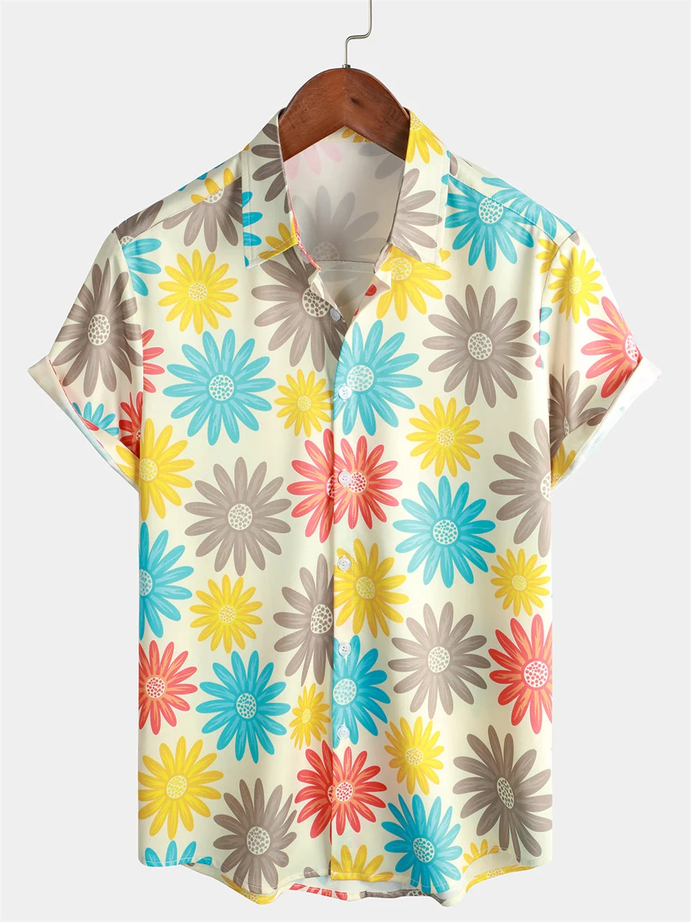 Mens Palm Tree Hawaiian Shirt Short Sleeve Beach Shirt Summer Casual Button down Shirt Hawaiian Shirt Lapel Vacation Tops
