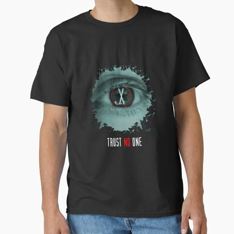 

X eyes trust no one Retro Sci fi The X-Files Funny Alien Gift T shirt 100% cotton print tee Large size Tops Graphic Clothes