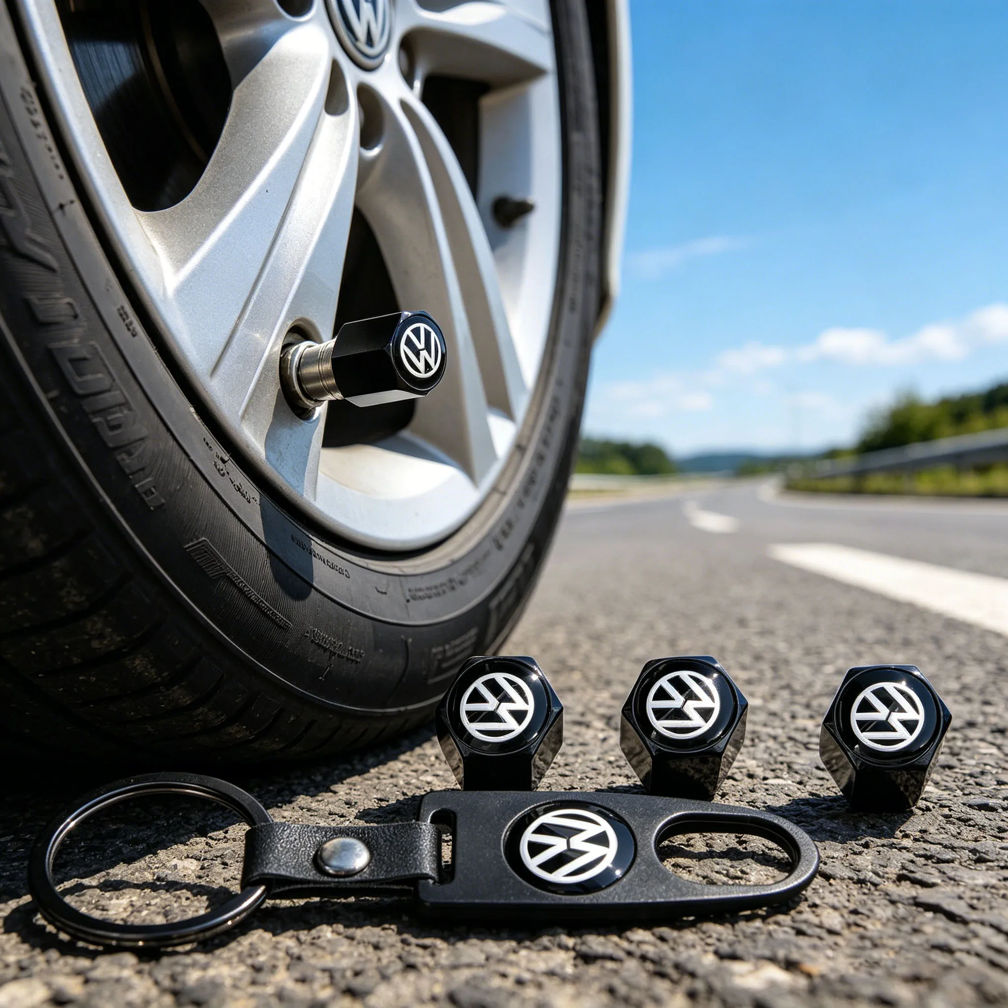 

Car Tire Valve Cap Wheel Stem Cover with Wrench KeyChain Styling for VW Golf 7 MK7 Tiguan MK2 for Seat Ateca Leon FR Ibiza Skoda