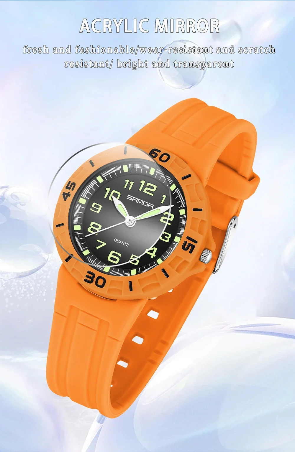 SANDA 6386 Student Quartz Watch 50m Waterproof Luminous Durable Sports Watch for Men and Women Simple and Elegant