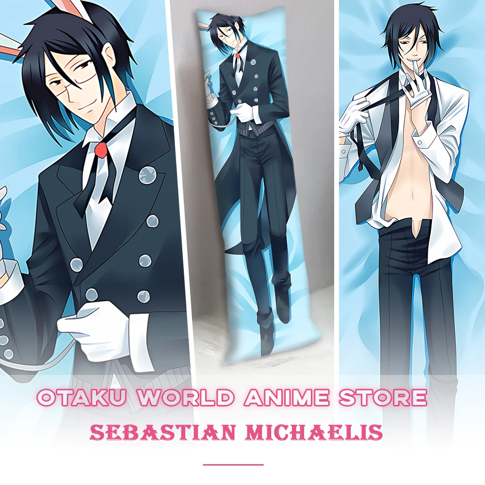 Black Butler Sebastian Michaelis Male Cartoon Dakimakura Pillow Cover 2-Sided Printed Otaku Custom Pillow Case Drop Shipping