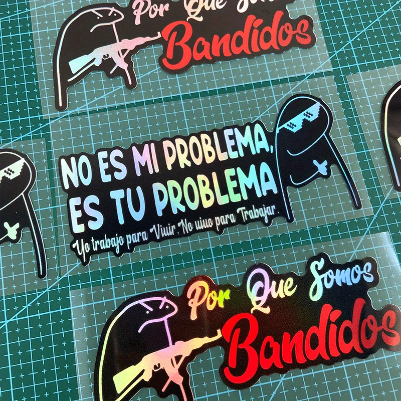 1PC Por Que Somos Bandidos Motorcycle Stickers Waterproof Motorbike Fuel Tank Electric Scooter Body Funny Meme Vinyl Decals