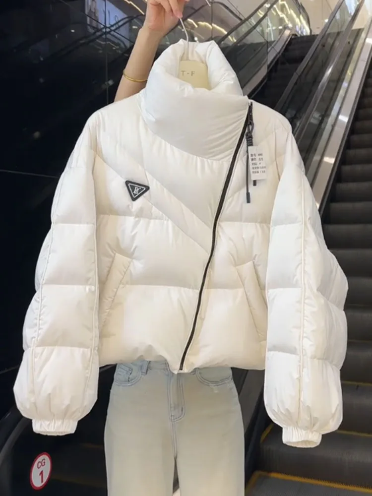 

Ele ort White down Jaet Women's Winter Faion Korean Sle Thi Outerwear High Waist Polyester Fiber Warm Buxom