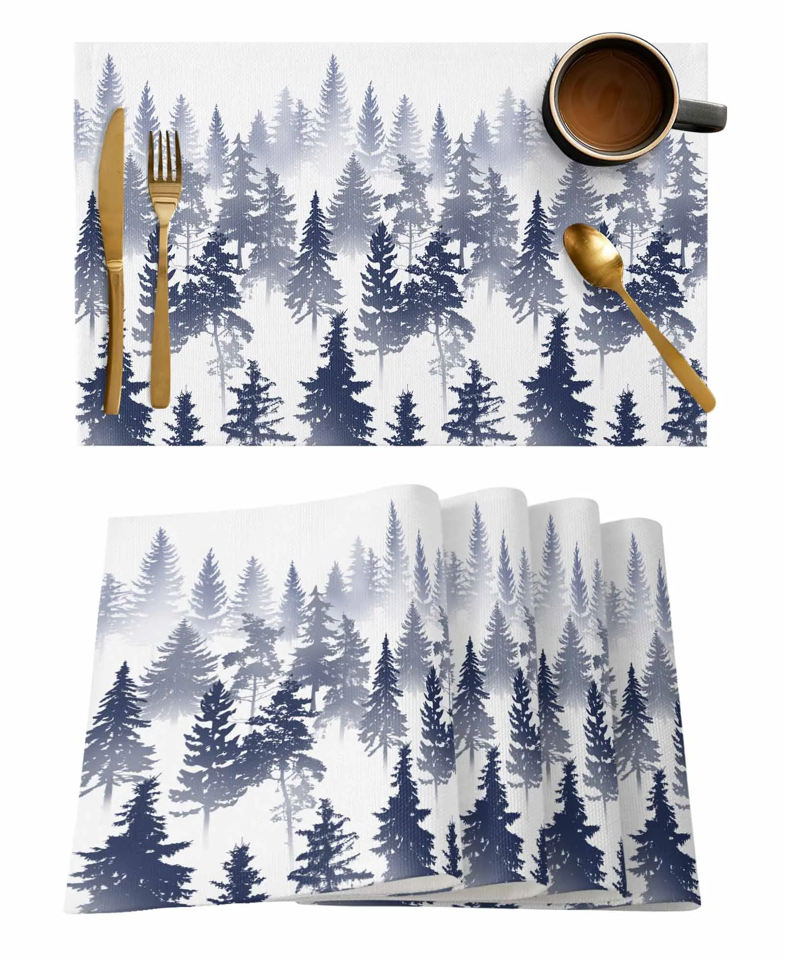 Forest Silhouette Abstract Table Runners Dresser Scarf Table Decor Holiday Wedding Party Dining Table Decor Tablecloth