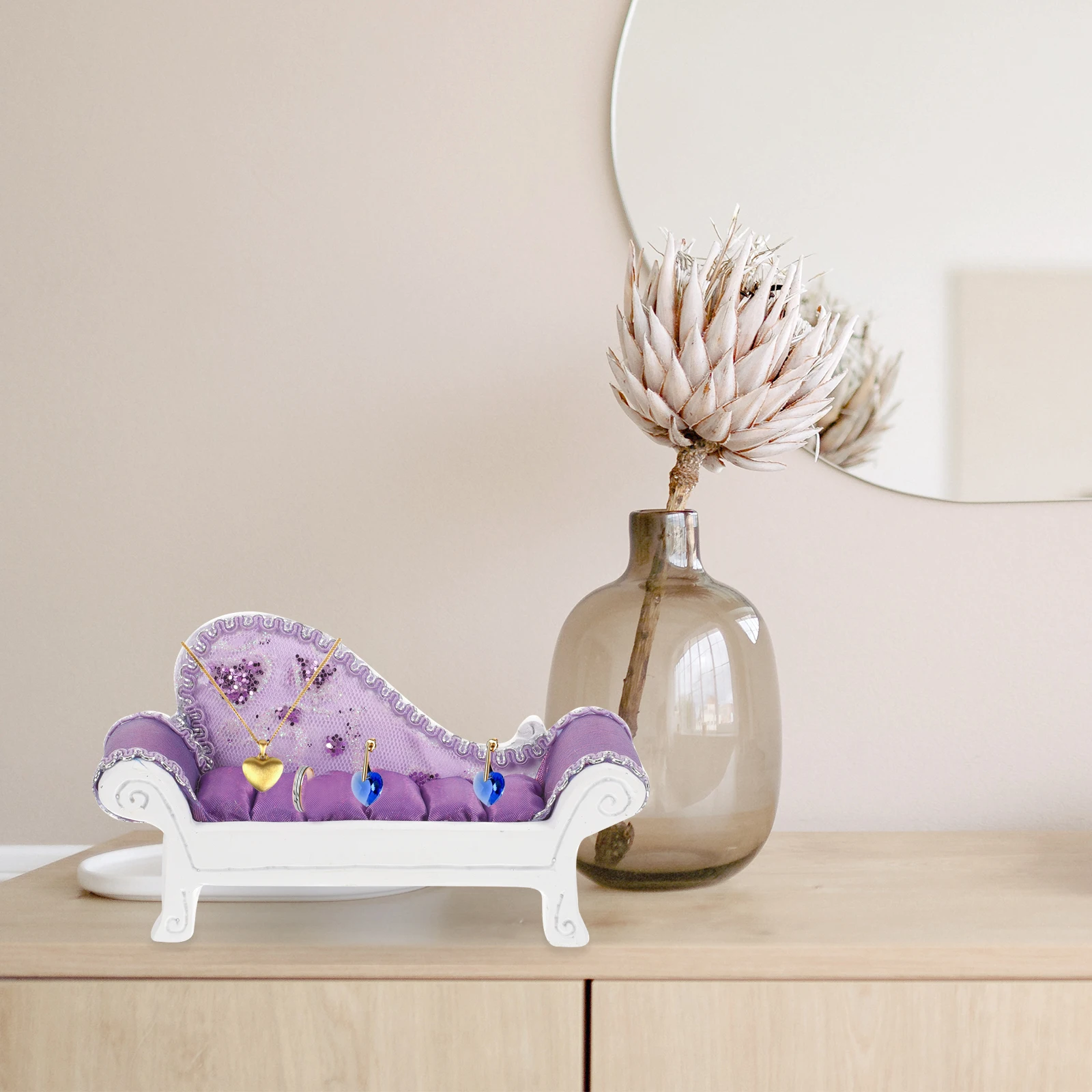 Schmuck Display Ohrringe Halter Ringe Ganizer Leichte Tragbare Harz Ohrringe Display Rack Stoff Sofa Form Home Shop Verwenden