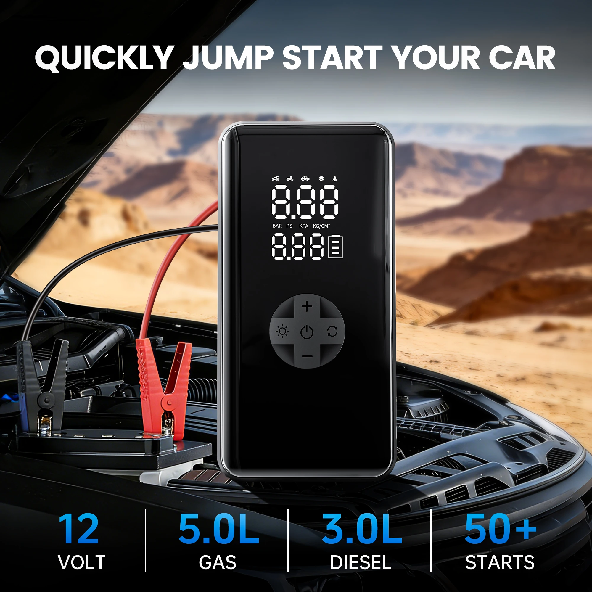 4000A Jump Starter with Tire I - Portable Jump Starter review and price