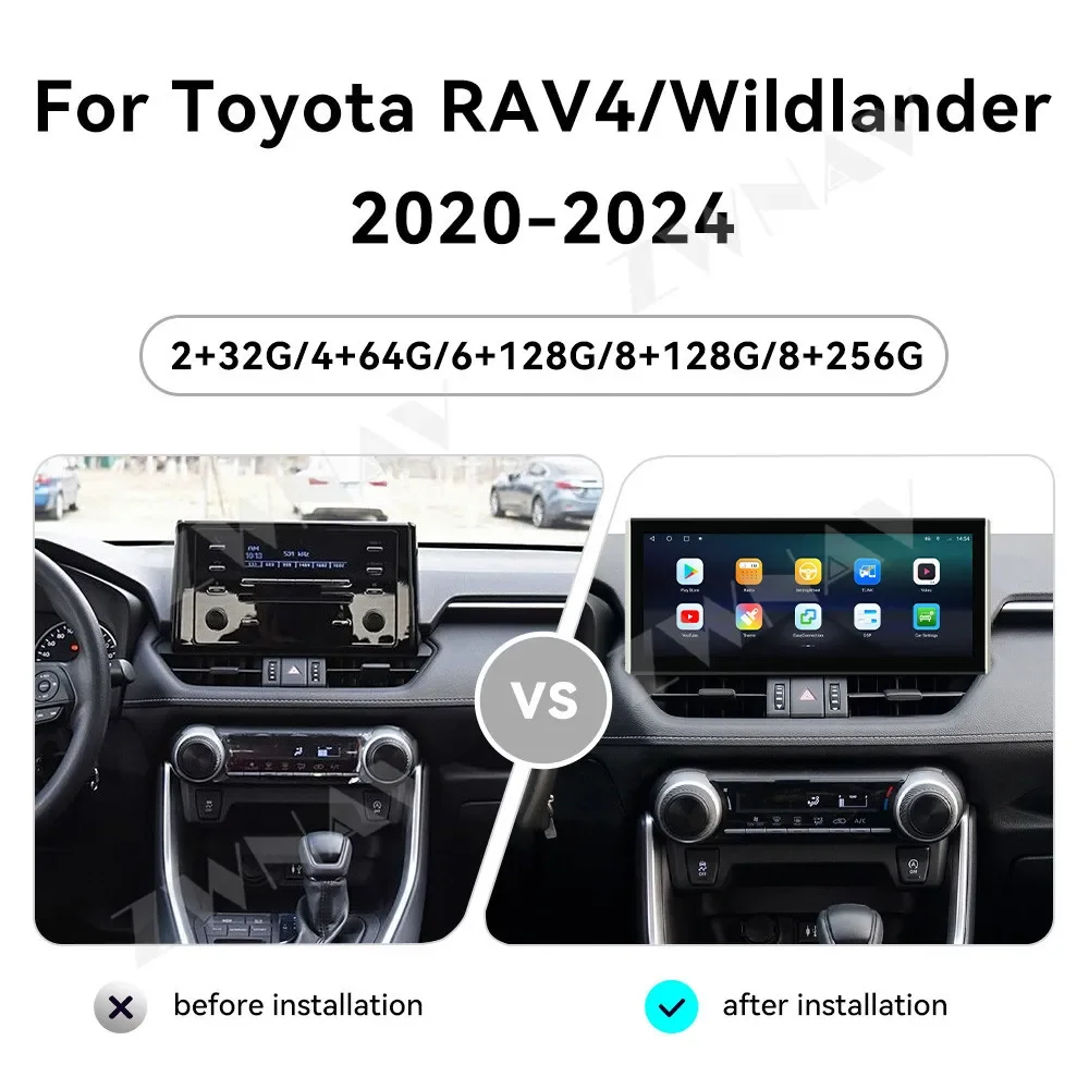 Android 13 Car Radio 12.3 Inch Screen for Toyota RAV4 Wildlander 2020-2024 Wireless GPS Navigation Stereo Multimedia Player