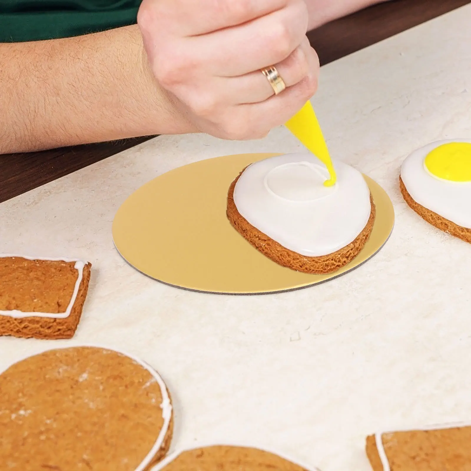 8 Stück Bretter, rund, verdickt, goldfarben, Kuchenbasis für 15,2 cm, 20,3 cm Kuchen, antihaftbeschichtet, Backdisplay, Kuchenhalter für Hochzeiten, Geburtstage