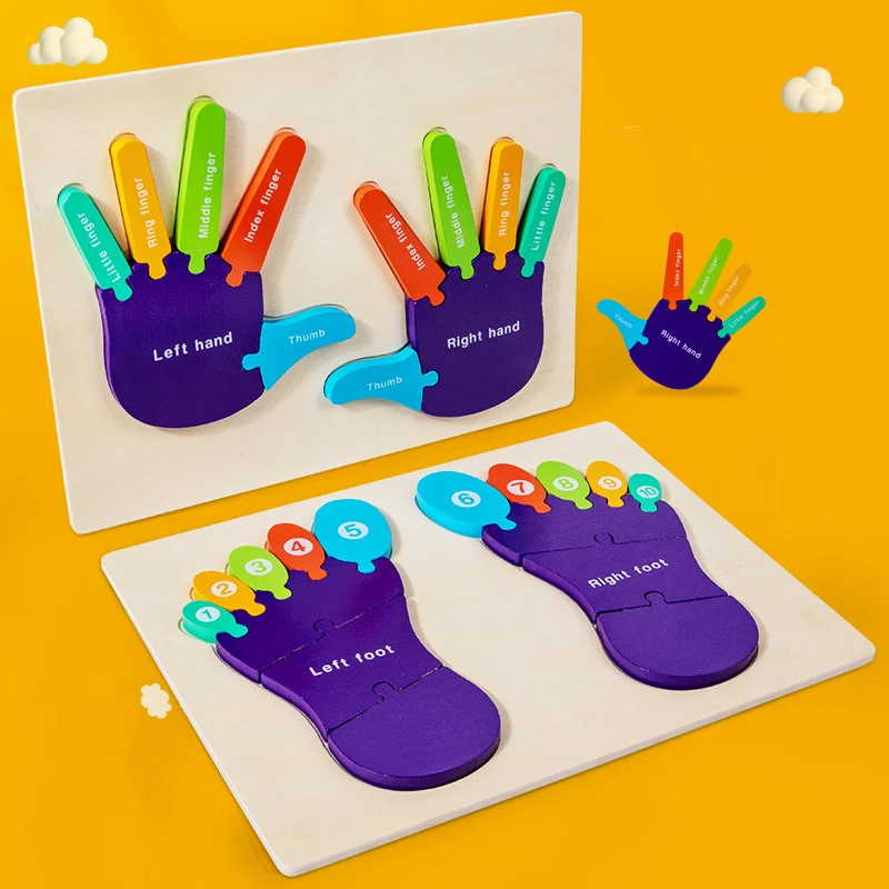 1 Pairs Palms and Soles Cognitive Puzzle Puzzle Kindergarten Children's Body Structure Cognitive Science and Education Toys