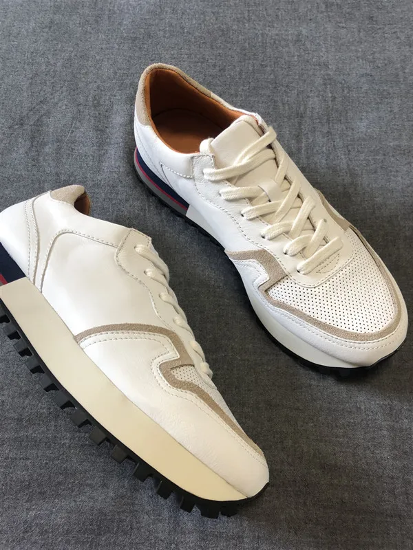 Pinhole breathable leather casual running shoes sports casual shoes