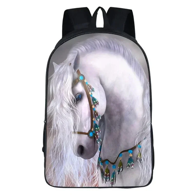 Cute Horse 3D Print School Backpack for Teenagers Boys Girls Kids Bookbag Children Middle Student School Bag 16 Inches