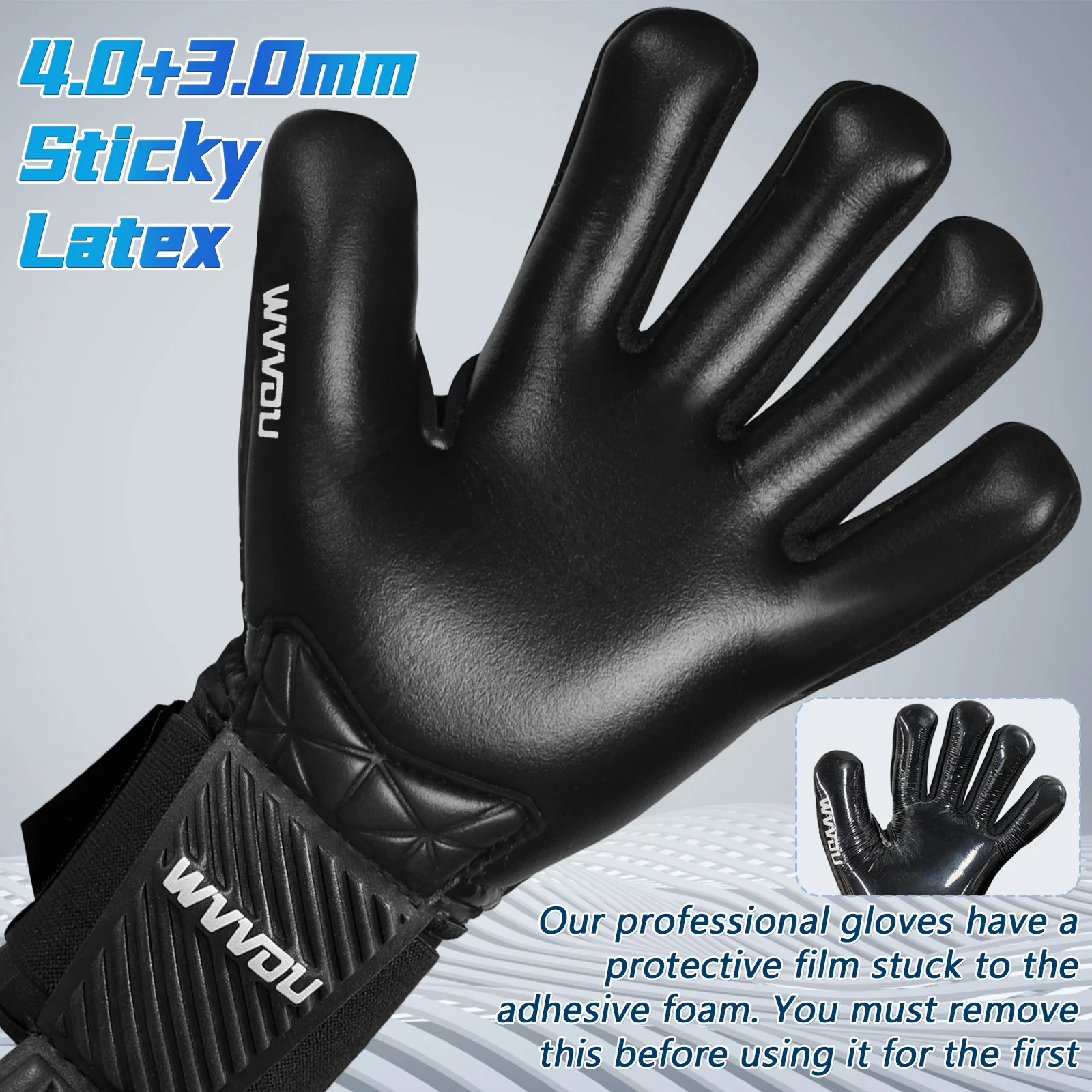 WVVOU Soccer Goalie Gloves for Adults and Youth, High Performance Goalkeeper Gloves with 5 Detachable Finger Saves