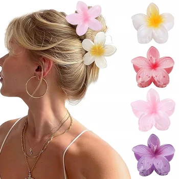 4 Stuks Bloem Haarklauw Clips Voor Vrouwen Mode Grote Haarclips Strandvakantie Bohemen Haarspelden Meisjes Haaraccessoires
