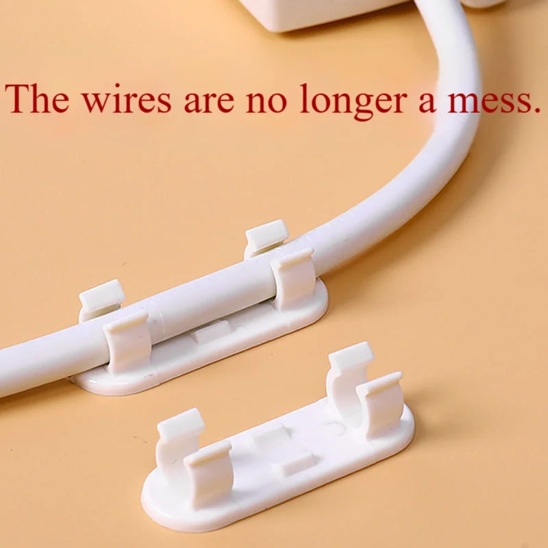 White Wire Holder No Punching Wire Storage Socket Self-adhesive Network Cable Wire Clip No Nail Organizer Exquisite Details
