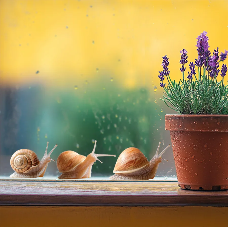 Static Cling Window Sticker Lifelike Snail Design 3D Translucent Light Filtering Decal Easy Apply Remove for Glass Door