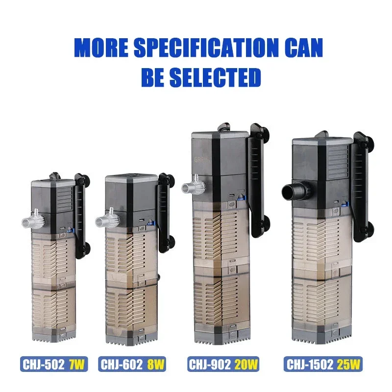 3-in-1 Submersible Pump Aquarium Fish Tank Filter Water Pump Micro Aquarium Accessories Filter Air Pump 7/8/20/25W