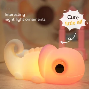 Cute Chameleon Night Light USB Rechargeable Silicone Lamp for Eye Protection and Soft Glow, Room Decor for Kids Reading Lamp