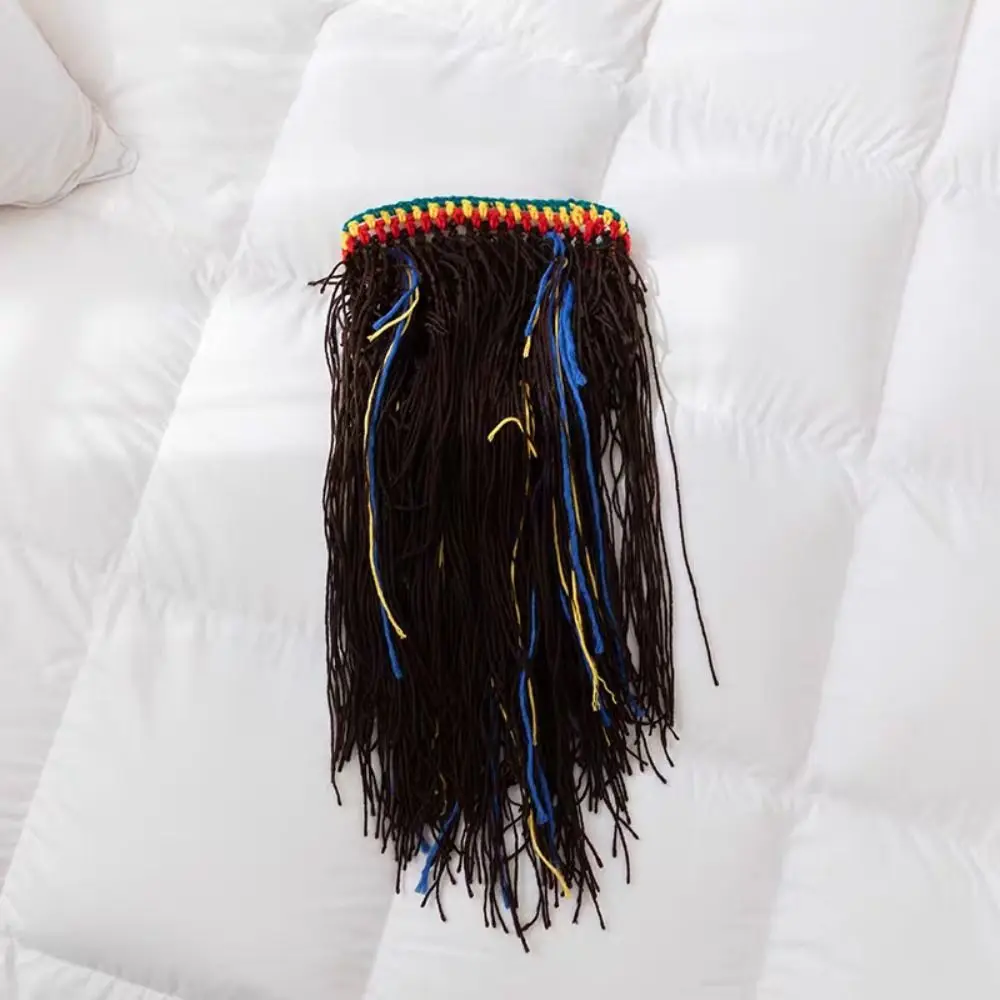 Topi Rajut Rambut Gimbal Panjang Hangat Gaya Hip Hop, Wig Rambut Gimbal Tebal Sintetis, Wig Akar Afrika Lembut dan Lucu untuk Wanita