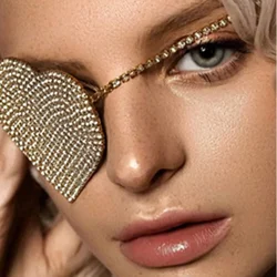 Stonefans Bling Rhinestone Heart Shape Mask Single Eye Patch Luxury Party Crystal Sexy Eye Accessories Jewelry for Women