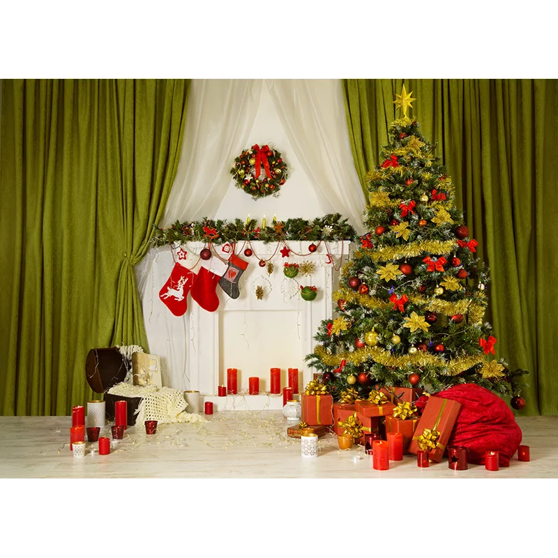 SHUOZHIKE Navidad interior tema fotografía fondo árbol de Navidad retrato telones de fondo para accesorios de estudio fotográfico DYH-01