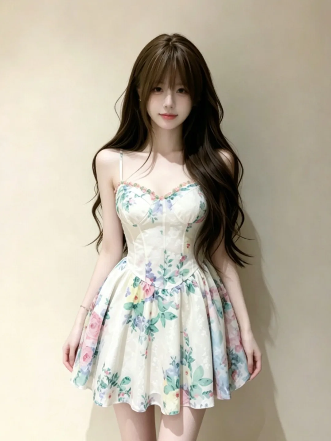 

Retro Floral Print Halter Dress Puffy Short Skirt High Waist Cotton Summer Casual Vintage Style Women's Dress for Date And Tr...