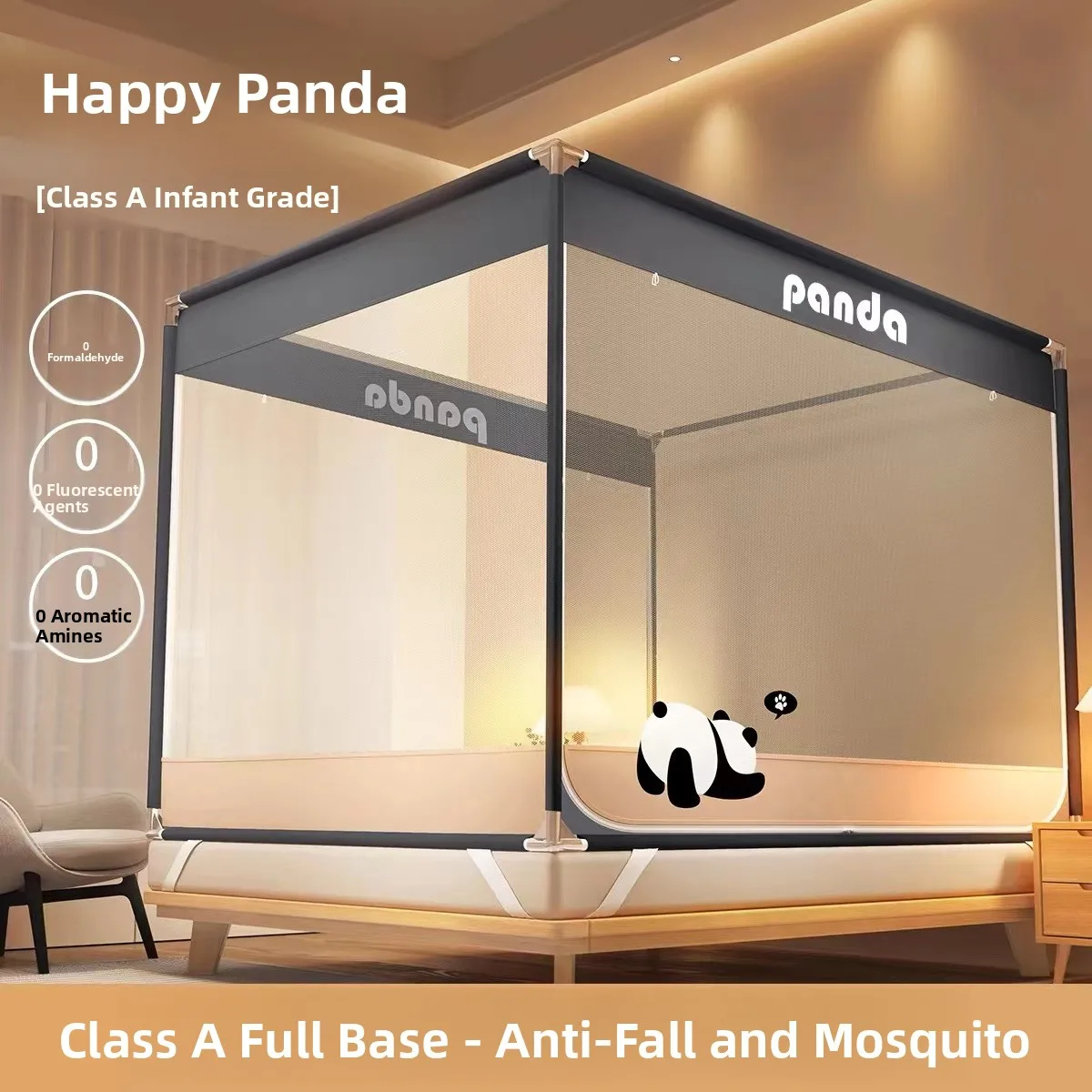 

Mongolian Tent Sle Mosquito Net Baby Proof Dustproof Bedroom Iron Frame Home Use Double Door Installation Anti-Fall