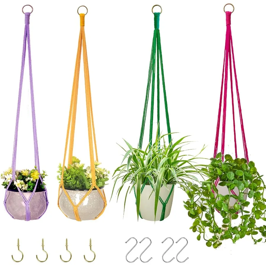 

Hanging Planters for Plants with 8 Hooks Handmade Colorful Cn Rope Hanging Plant Holder Indoor Outdoor Boho Room Dr Hanging Cei