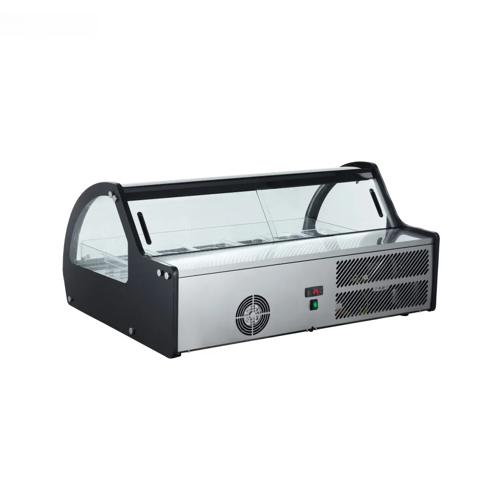 

-Smad Refrigerated Topping Rail With Glass Sneeze Guard Cover Ice Cream Dipping Cabinet Showcase For DDS-122WBR(D-1)