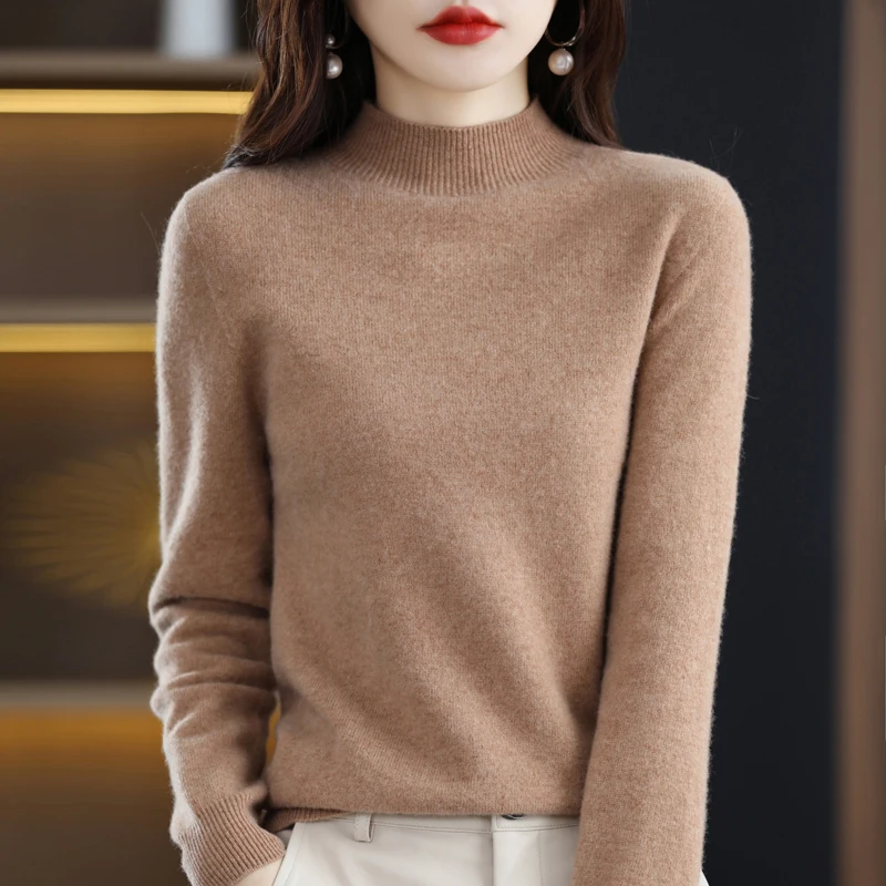 100% merino wool cashmere sweater women\'s sweater turtleneck long-sleeved pullover fall and winter warm pullover top