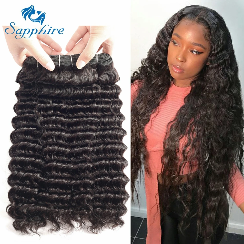 32 34 36 Inch Human Hair Bundles Brazilian Hair Weave Bundles Deep Wave Human Hair Bundles 30 Inch Bundles Hair Extensions Remy