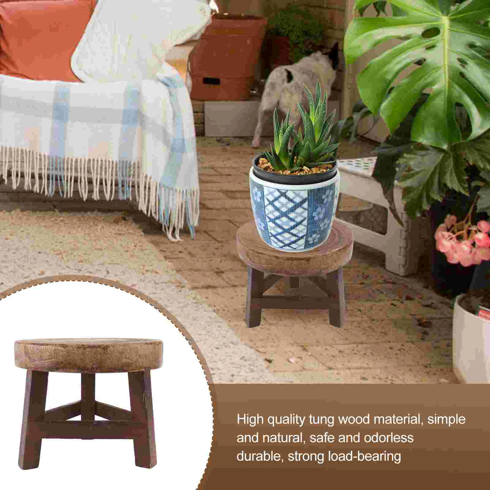 Wooden Shelf Flower Pots Stool Plant Stand Rack Paulownia Display Balcony Decor