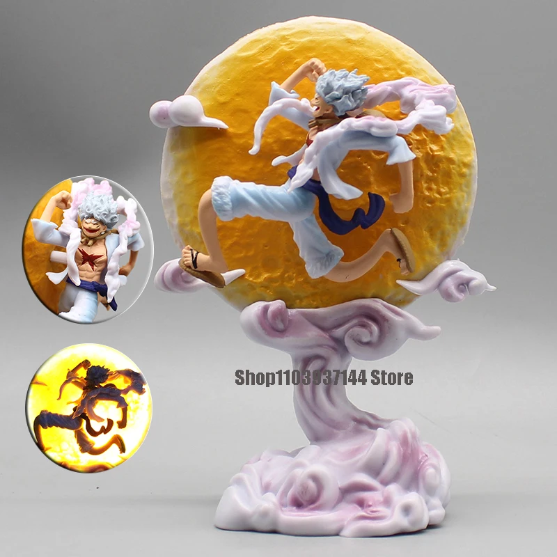 

16cm One Piece Sun God Nika Luffy Anime Figure Gk Gear 5 Luffy Action Figures with Moon Light Figurine Pvc Collection Model Toy