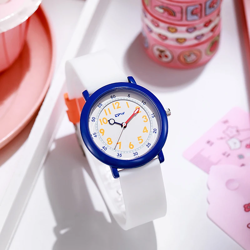 37mm Colorful Dial Cute Watch For Young Ladies Rubber Strap Luminous Hands