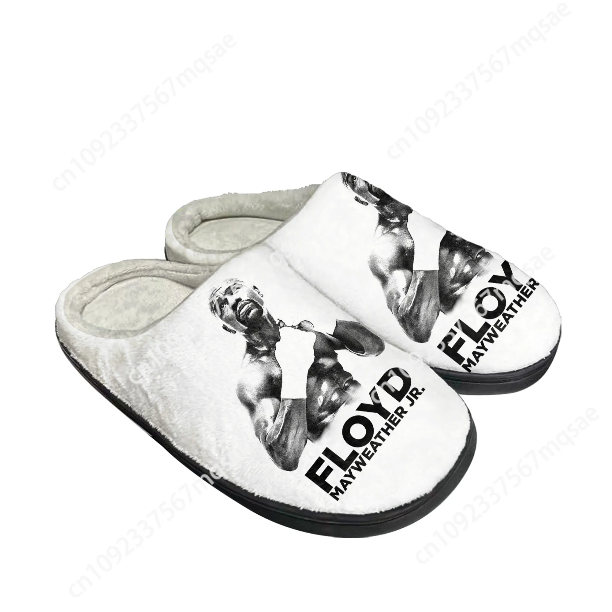 Floyd Mayweather Undefeated Boxing Champ Home Cotton Slippers Mens Womens Plush Bedroom Casual Keep Warm Shoes Customized Shoe