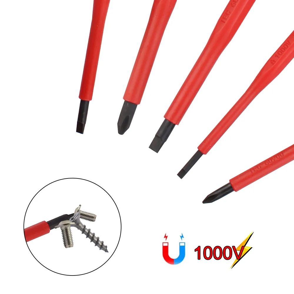 Electrician Tools With Case Magnetic 1000V Portable 7Pcs/Set Plum Blossom Head Slotted Head Insulated Screwdriver Set Convenient