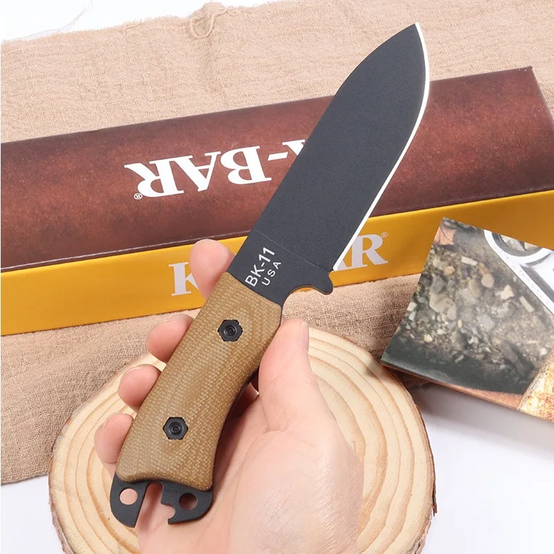 New KB BK-11 G10 outdoor height adjustable straight knife, portable survival knife, household fruit knife